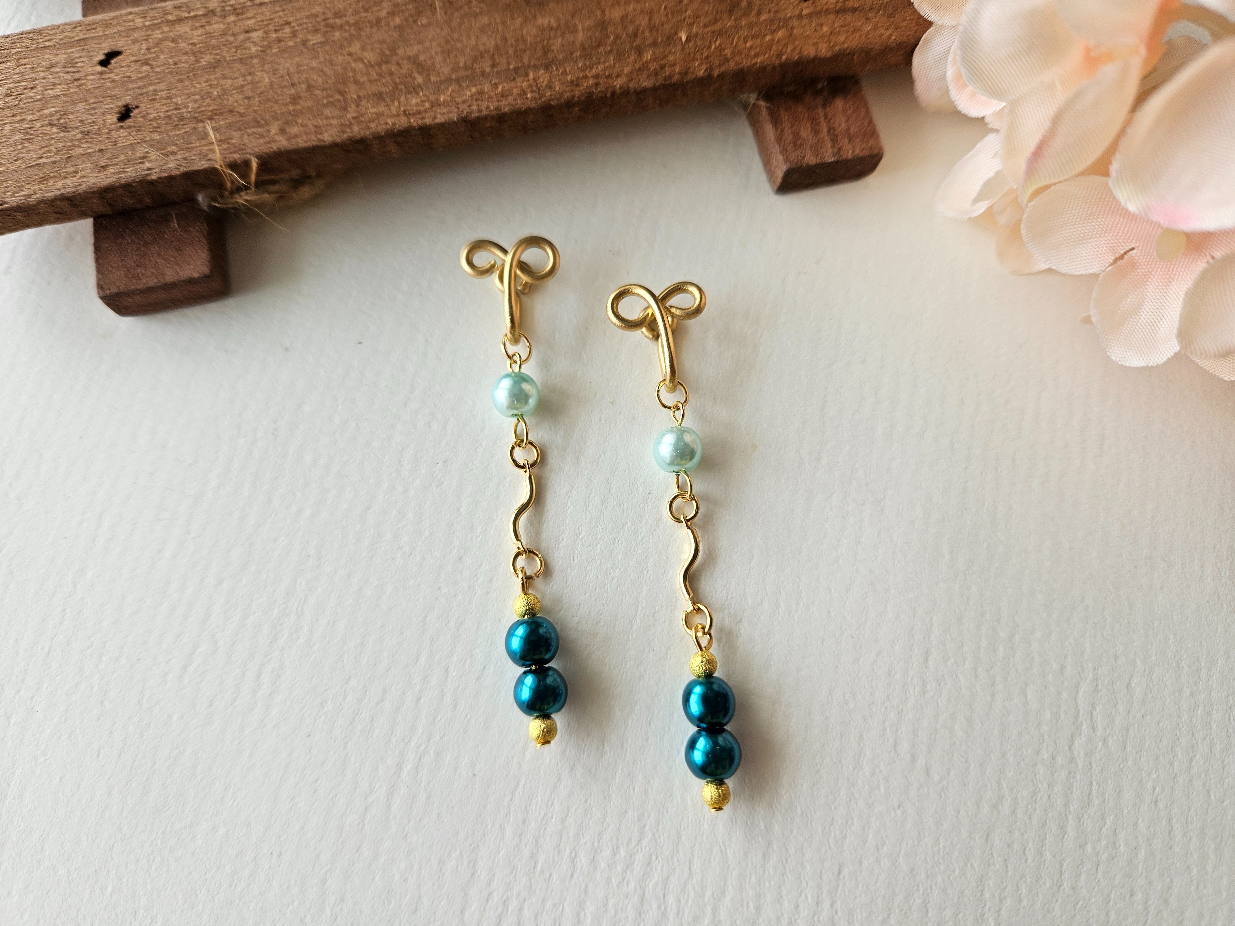 【情思】金款藍~無痛耳夾、夾式耳環、耳鉤