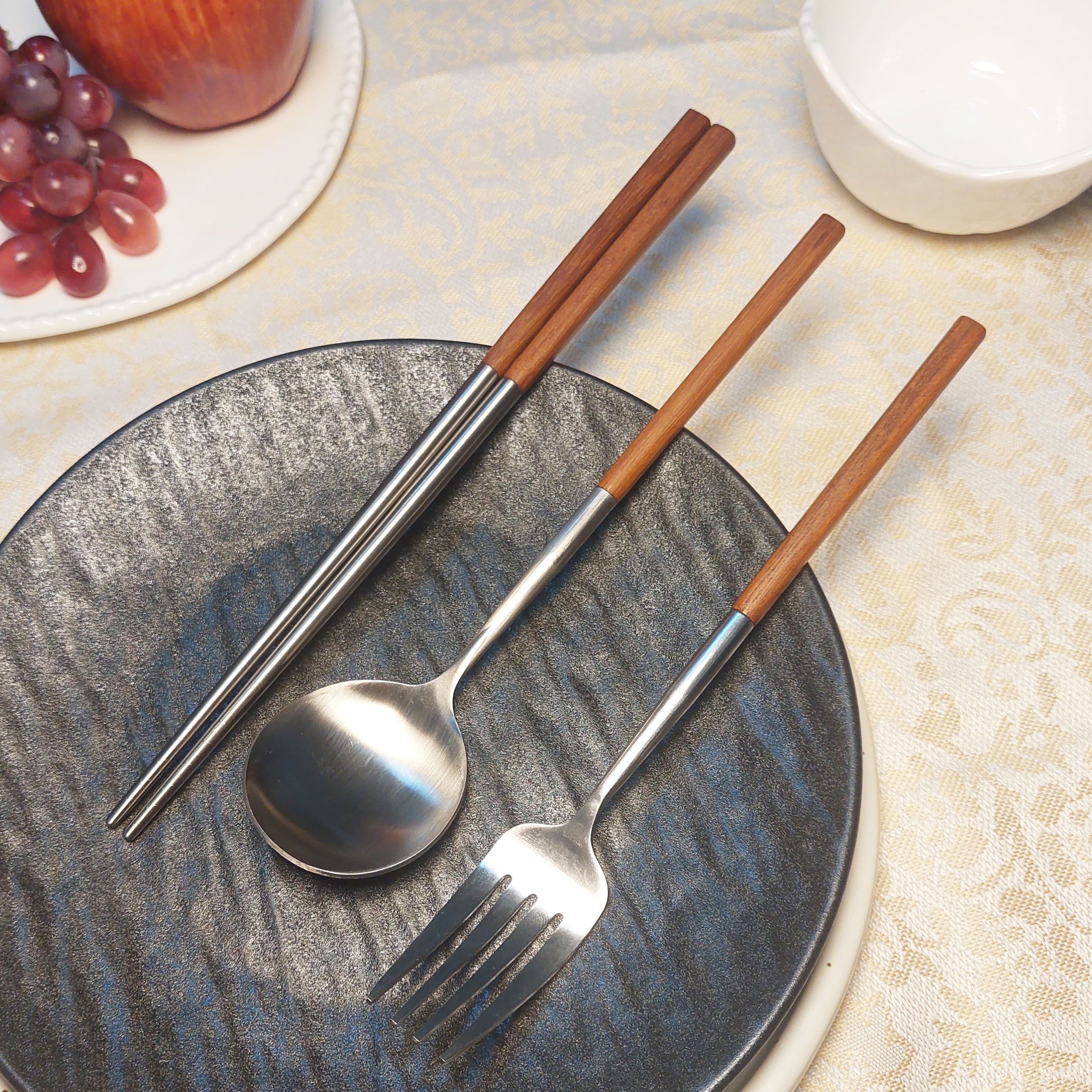 原木複合餐具組（筷子+湯匙+叉子）