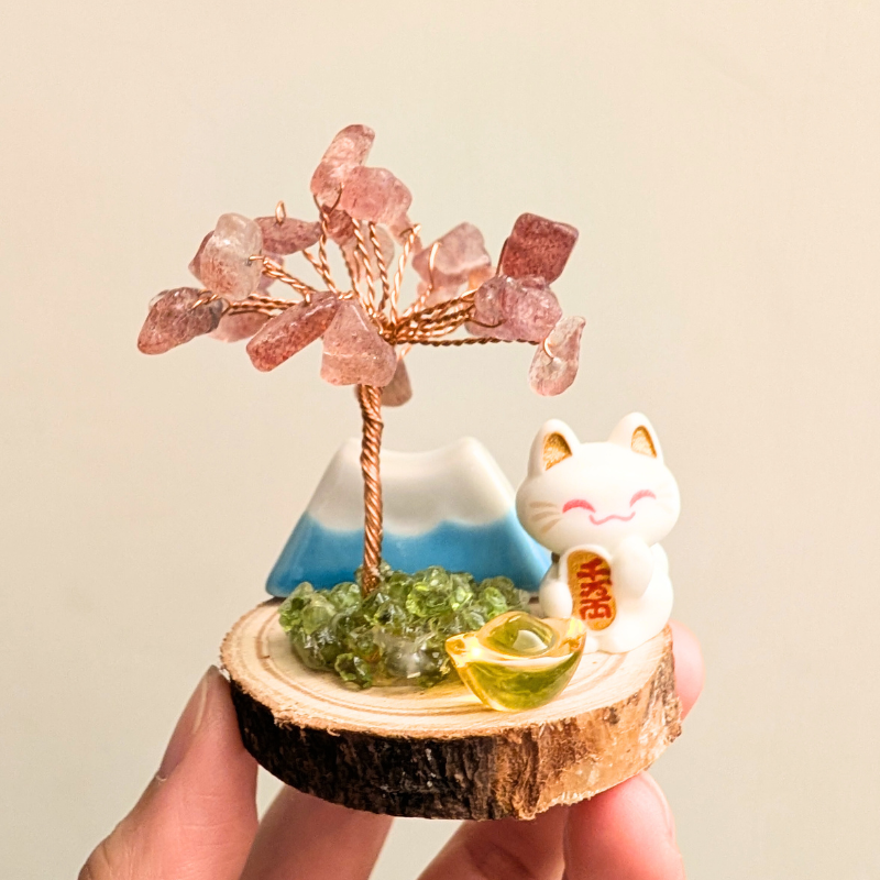 櫻花祈願 - 草莓晶招財樹