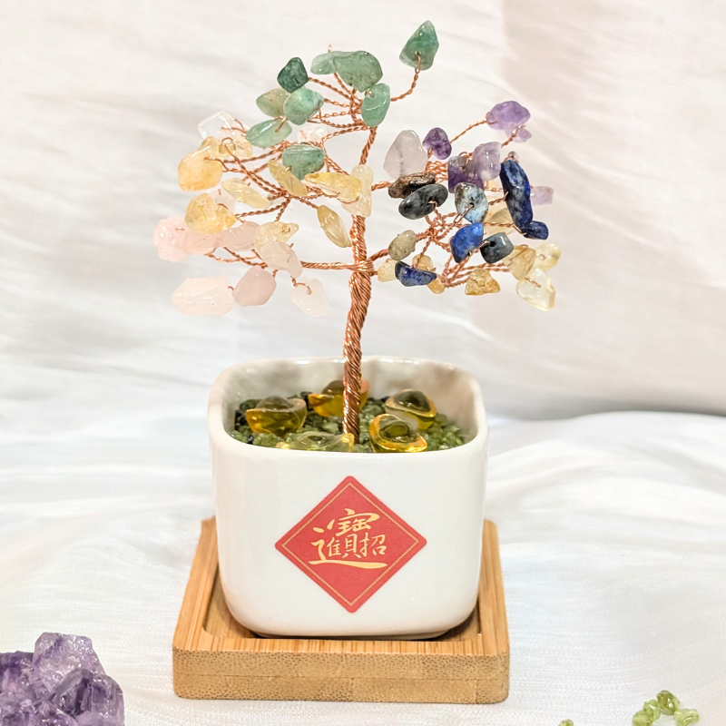 JC好蒔光】獨家設計💰 白方盆 DIY手工天然水晶樹