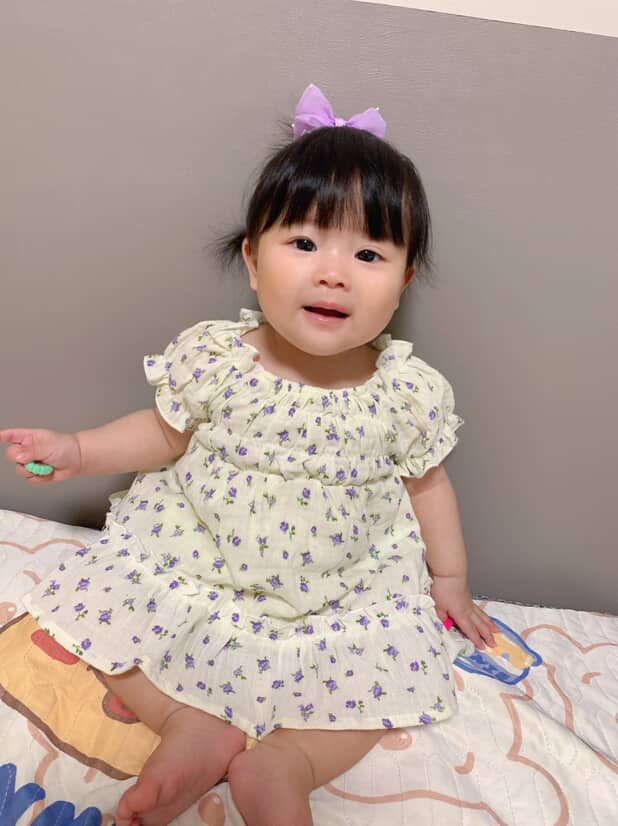 小紫花荷葉包屁裙