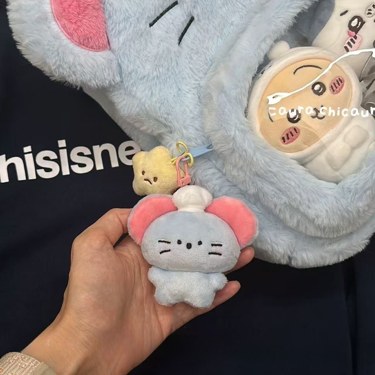 可愛創意公仔貪吃鼠鑰匙扣包包掛飾 禮物卡通玩偶幸運毛絨學生掛件