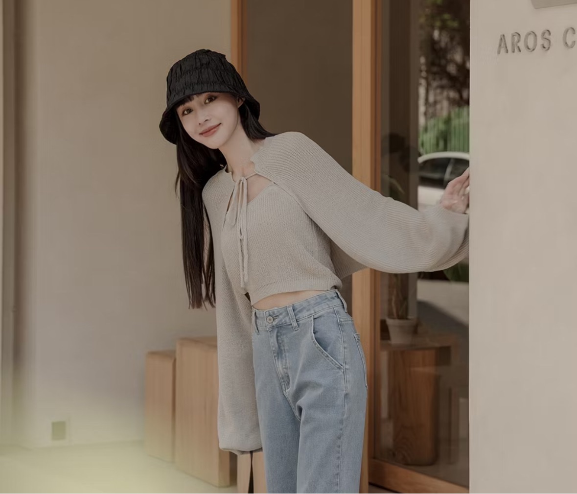 QUEENSHOP 女裝 長袖 針織細肩背心連袖外套兩件組 灰色 全新僅試穿 吊牌未剪