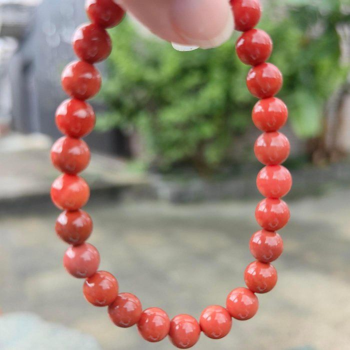 ╭＊一圖一物＊╮天然無燒南紅手鍊6.6mm 手圍15 南紅瑪瑙 手串 佛教七寶 晶礦