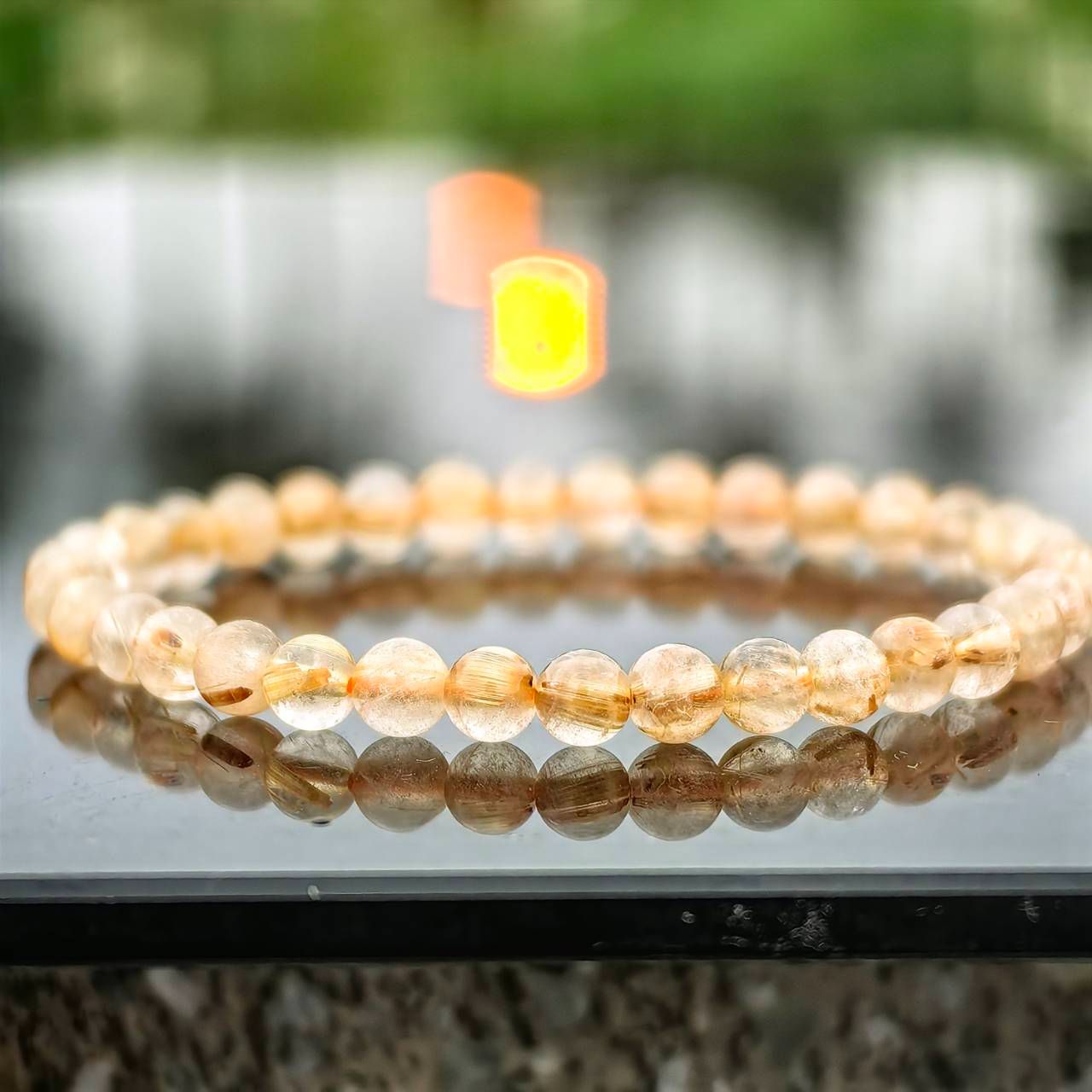 ╭＊鈦美＊╮純天然鈦晶水晶手鍊 5mm 手圍15 招財 水晶 手串