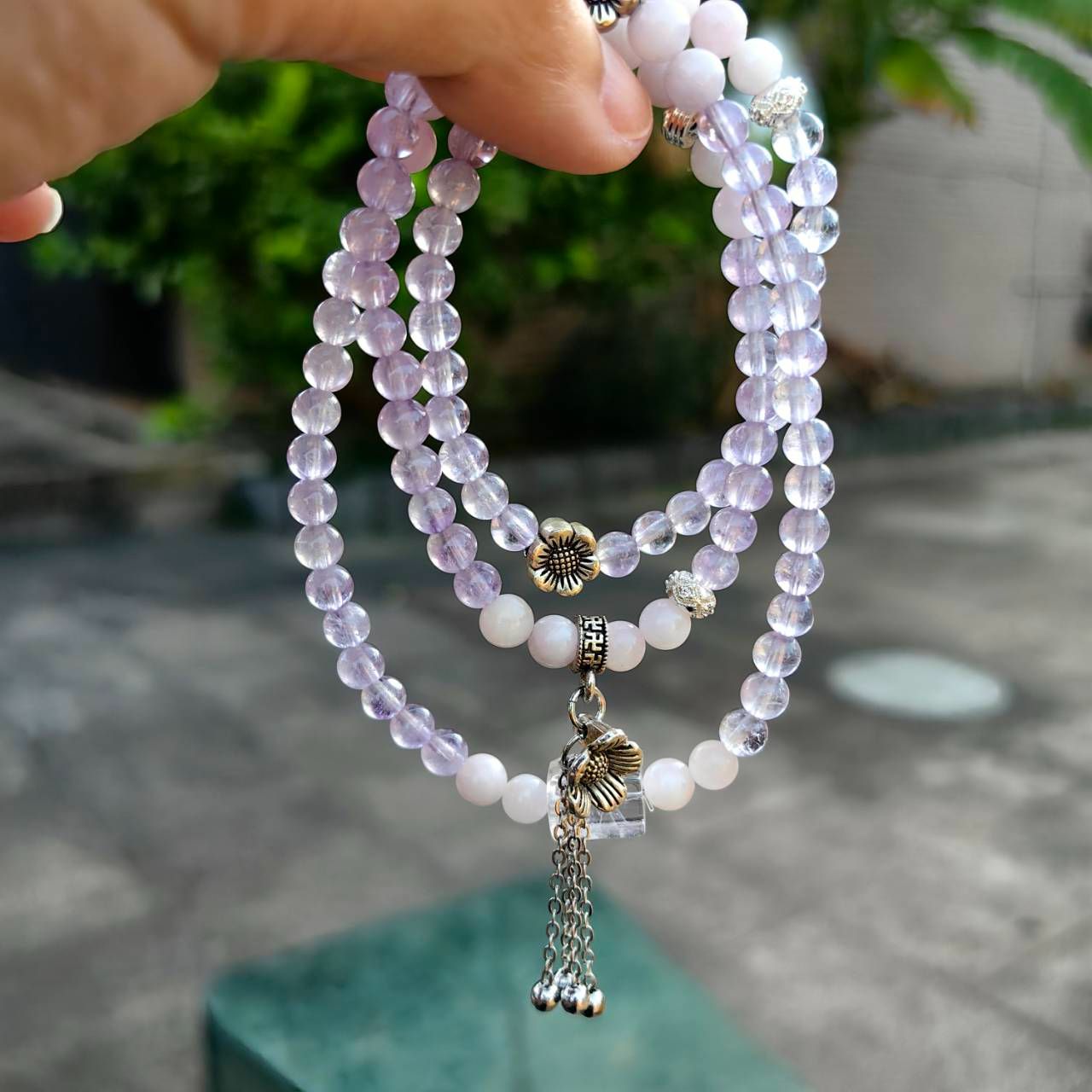 ╭＊仙俠＊╮純天然薰衣草紫水晶+皇后紫鋰輝手鍊 手串 水晶 礦石 古典美 復古風 三圈手鍊