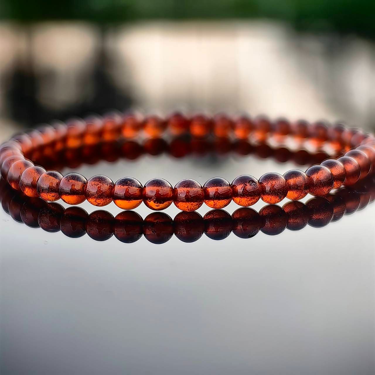 《典藏》天然橙石榴石4mm 手圍15 芬達石榴石