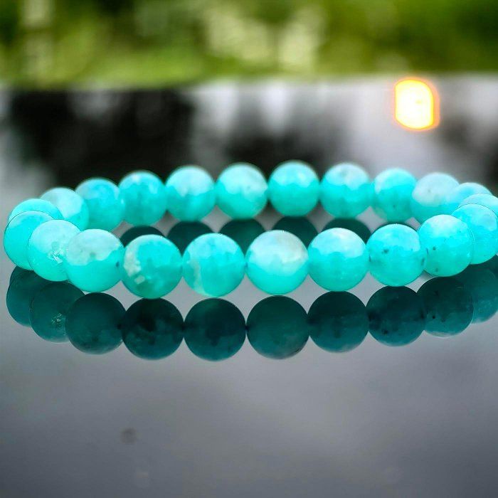 ╭＊一圖一物＊╮天然天河石水晶手鍊8.4mm 手圍16 玉化薄荷綠 清甜 希望之石 手串