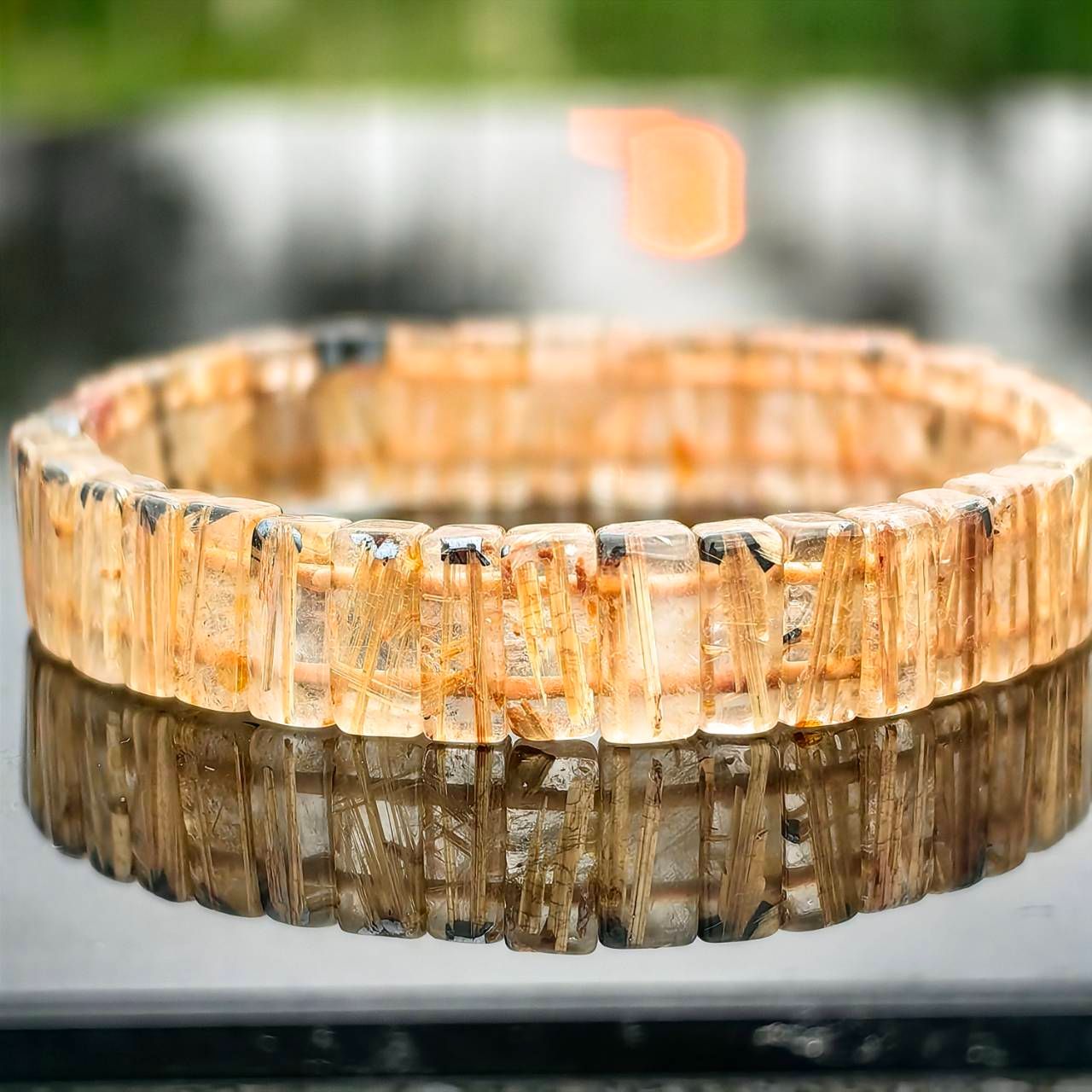 ╭＊一圖一物＊╮天然板鈦晶順鈦 手排11.1mm 手圍17 含母礦 超高能量 強烈招財