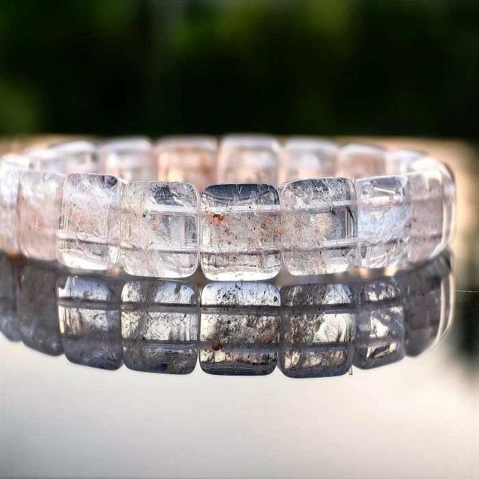 ╭＊一圖一物＊╮純天然桃粉膠花手排12.8mm 手圍18 水晶 膠花 晶礦 手串