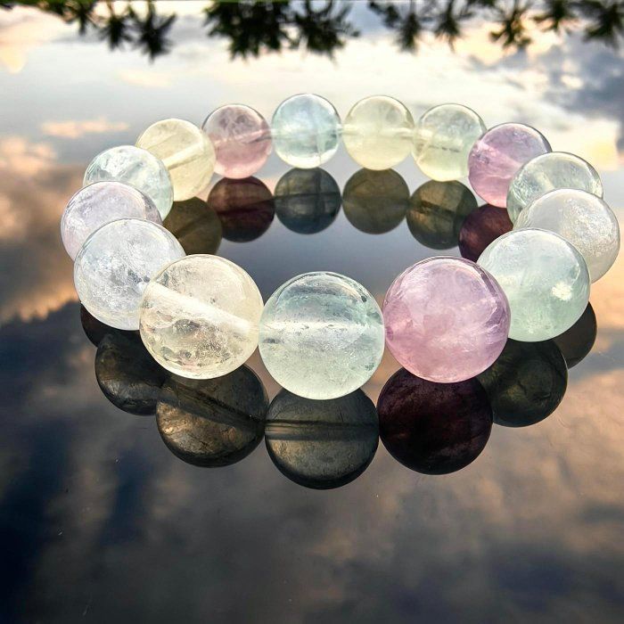 ╭＊穿越。真我＊╮天然純真糖色螢石手鍊12.7mm 手串 水晶 礦石 晶礦 糖果螢石