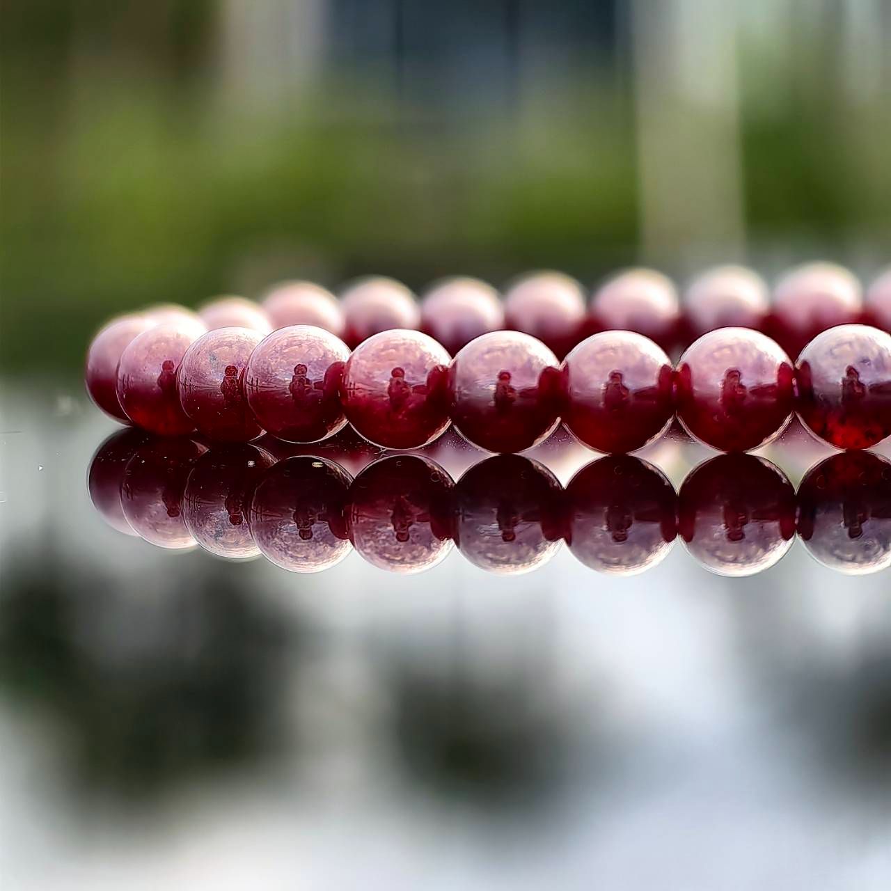 ╭＊藏花＊╮天然紅石榴石手鍊 5mm 手圍15 手串 石榴石 水晶 礦石 晶礦 女人石 紫牙烏