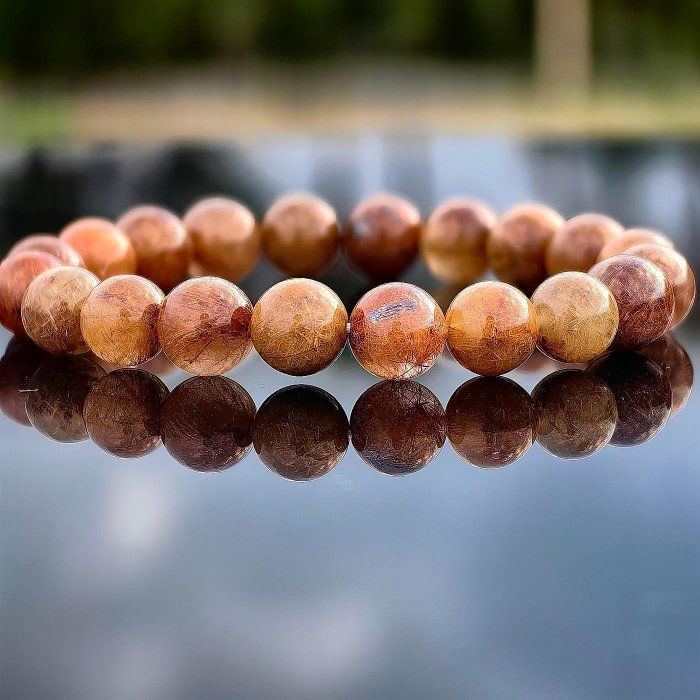 天然髮晶手鍊 9.7mm 手圍15 水晶  手串