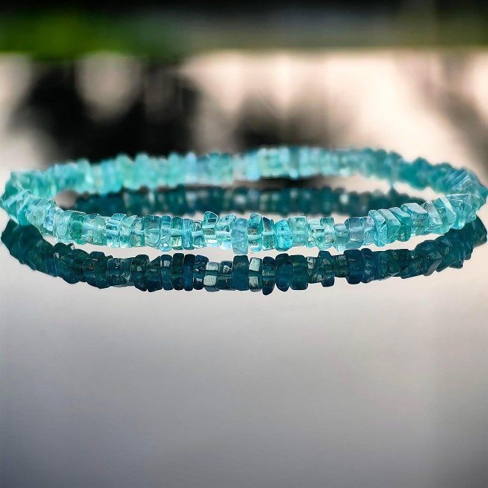 ╭＊穿越。永恆＊╮ 純天然 極品透體藍磷灰手鍊 4.2mm 手圍15 水晶DIY 串珠 藍磷灰石 手串