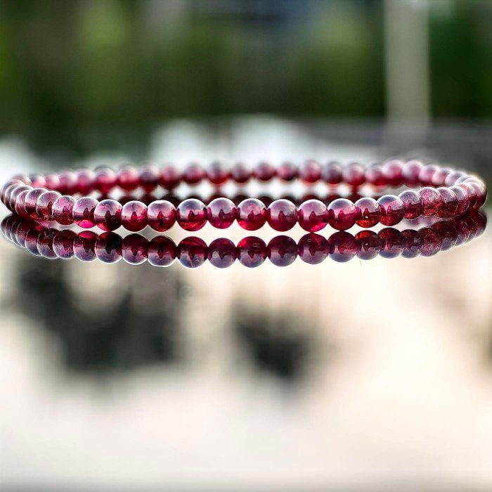 ╭＊小酌＊╮天然紫牙烏石榴石手鍊 3.5mm 手圍15 手串 石榴石 水晶 礦石 晶礦 女人石 紫牙烏