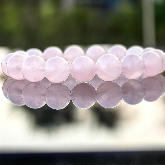 ╭＊一圖一物＊╮純天然粉水晶手鍊10.5mm 手圍15免費加大 開運 招桃花 帶姻緣 馬粉 手串 手鏈