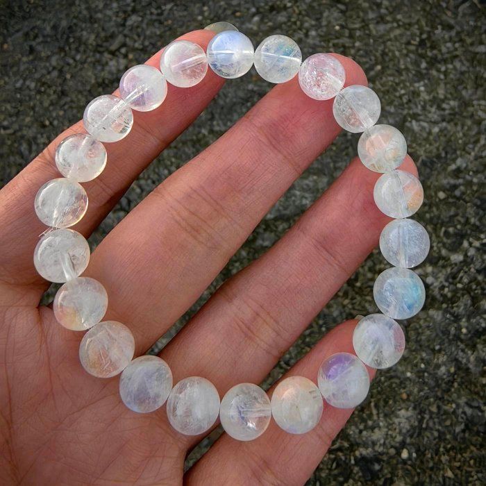 ╭＊虹光＊╮天然馬島月光石手鍊 8.5mm 手圍16 晶礦 水晶 手串