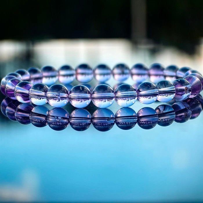 ╭＊穿越。永凝＊╮天然巴西紫水晶手鍊 7mm 手圍15 玻璃全淨體 手串 紫晶 水晶 晶礦