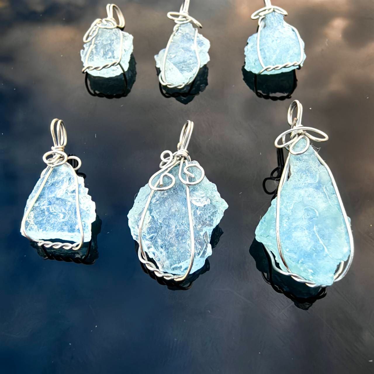 ╭＊加購＊╮天然海藍寶原礦吊墜/藍虎眼石/油膽閃靈幸運瓶