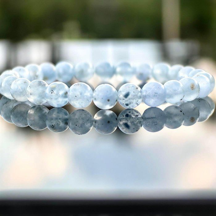 ╭＊一圖一物＊╮天然藍兔毛團絨手鍊 7.2mm 手圍16 手串 水晶 晶礦 藍晶 手鏈