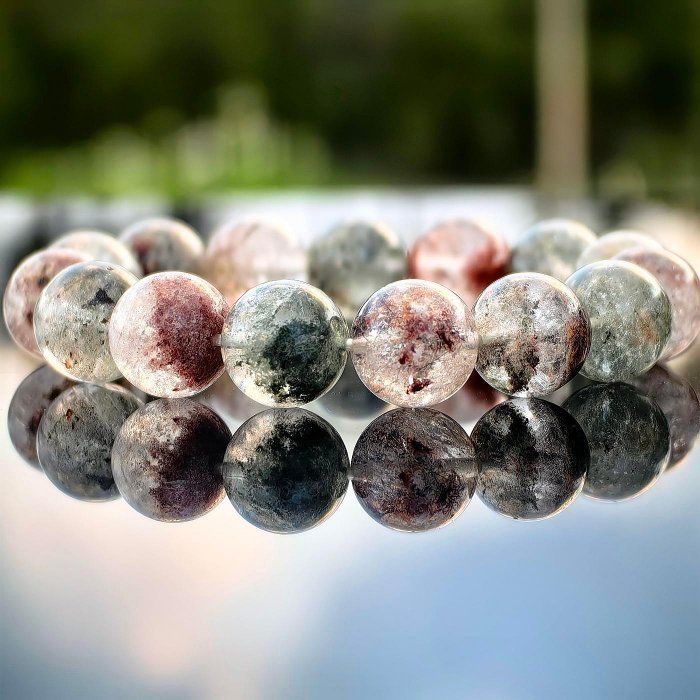 ╭＊穿越。小主G＊╮天然幽靈手鍊 12.9mm 手圍16.5 水晶 彩幽靈 綠幽靈 招正財 招事業 手串 紅幽靈 黃幽靈