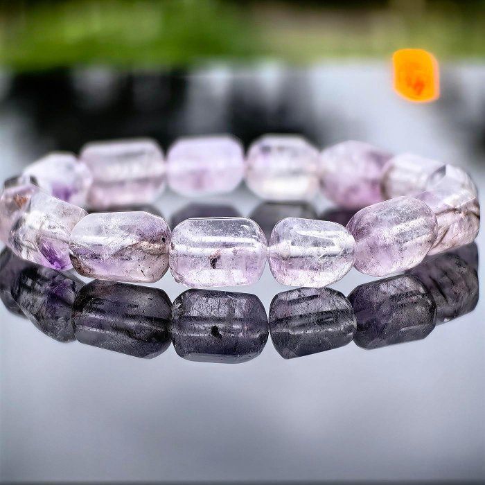 ╭＊一圖一物＊╮天然紫超七鑽切桶珠手串 10mm 手圍16.5 水晶 手鍊 DIY 超七