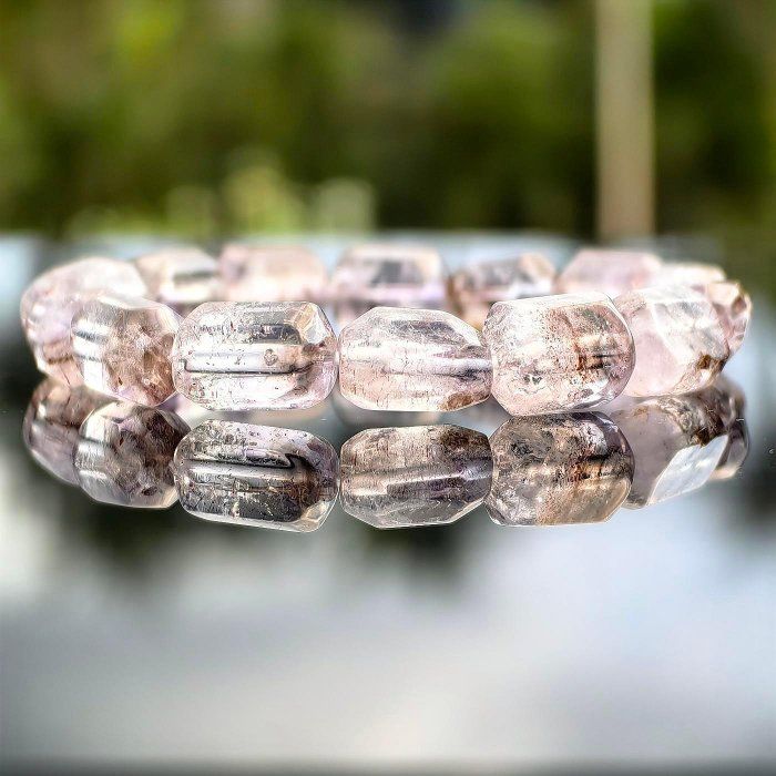 ╭＊一圖一物＊╮天然紫超七鑽切桶珠手串 10mm 手圍17 水晶 手鍊 DIY 超七