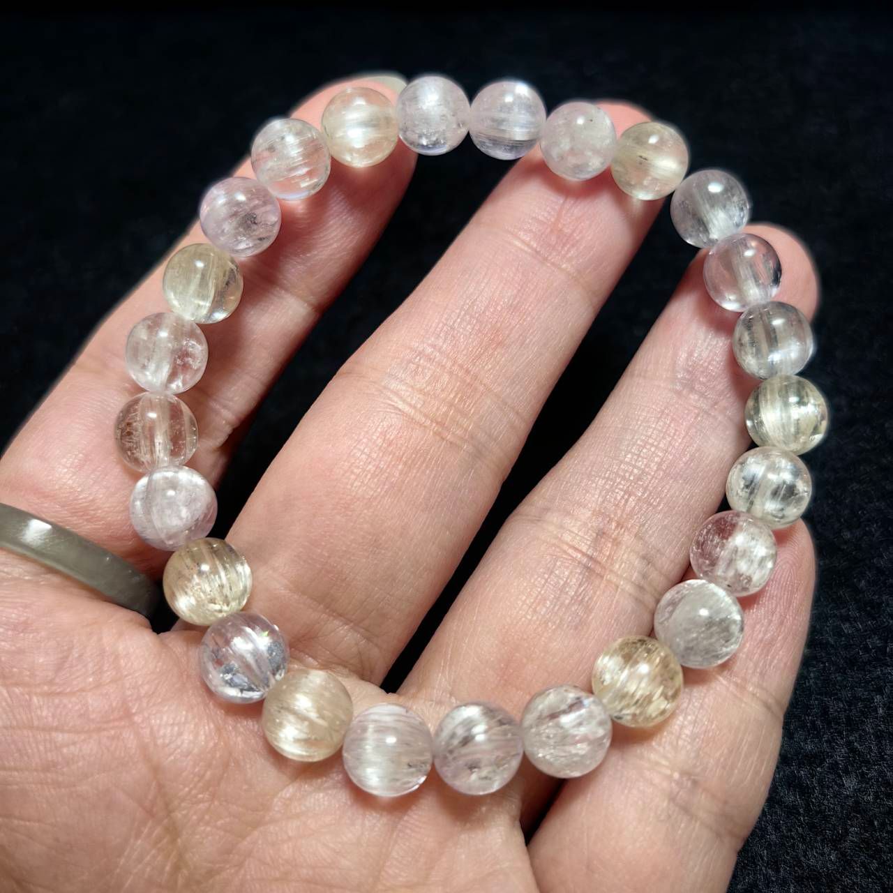 《穿越。糖蔥》天然彩鋰輝石手鍊 7.2咪 手圍15 水晶皇后 手串 水晶 礦石