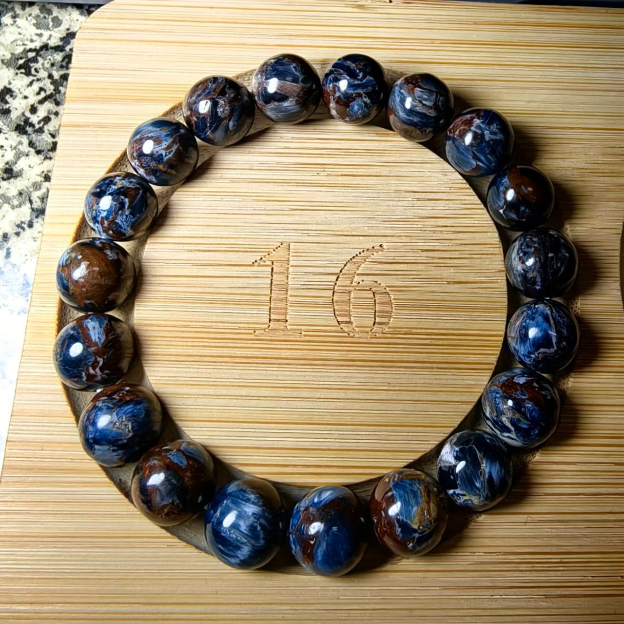 ╭＊穿越。風暴＊╮天然彼得石手鍊 9.8mm 手圍16 水晶 暴風雪 風暴石 權與力