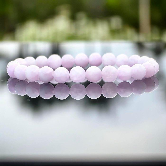 ╭＊一圖一物＊╮純天然紫鋰輝手鍊 7.2mm 手圍16 心輪和頂輪 水晶 手串 水晶皇后