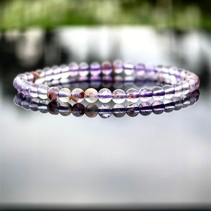 ╭＊限加購＊╮ 天然紫幽靈手串4.2mm 手圍15.5 手鍊 手鏈 水晶 紫水晶