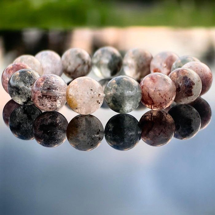 ╭＊穿越。小主i＊╮天然幽靈手鍊 12.5mm 手圍16 水晶 彩幽靈 綠幽靈 招正財 招事業 手串 紅幽靈 黃幽靈