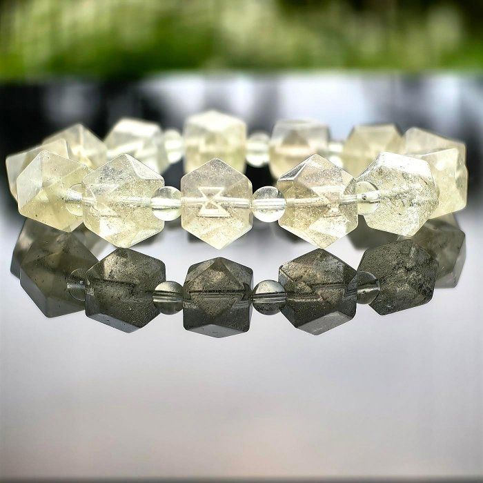 ╭＊一圖一物＊╮純天然利比亞隕石方塊造型手鍊 10.8mm 手圍16.5 手串 晶礦 隕石