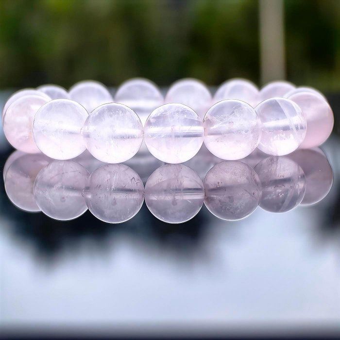 ╭＊桃花樁＊╮純天然果凍粉水晶12.5mm 手圍16 粉晶 水晶 帶星光