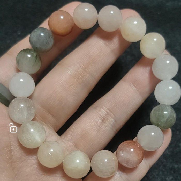 ╭＊一圖一物＊╮純天然彩兔毛手鍊10.5mm 手圍16.5 水晶 手串 DIY