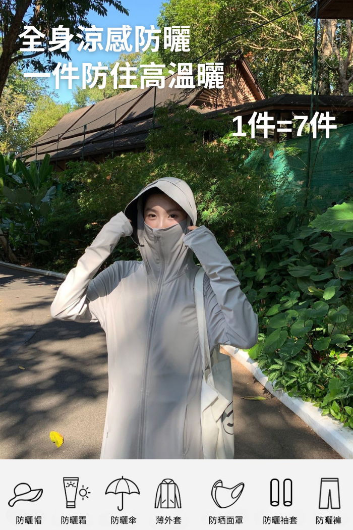 長版防曬外套｜連帽面罩式 UPF50+全方位防護 （3色）
