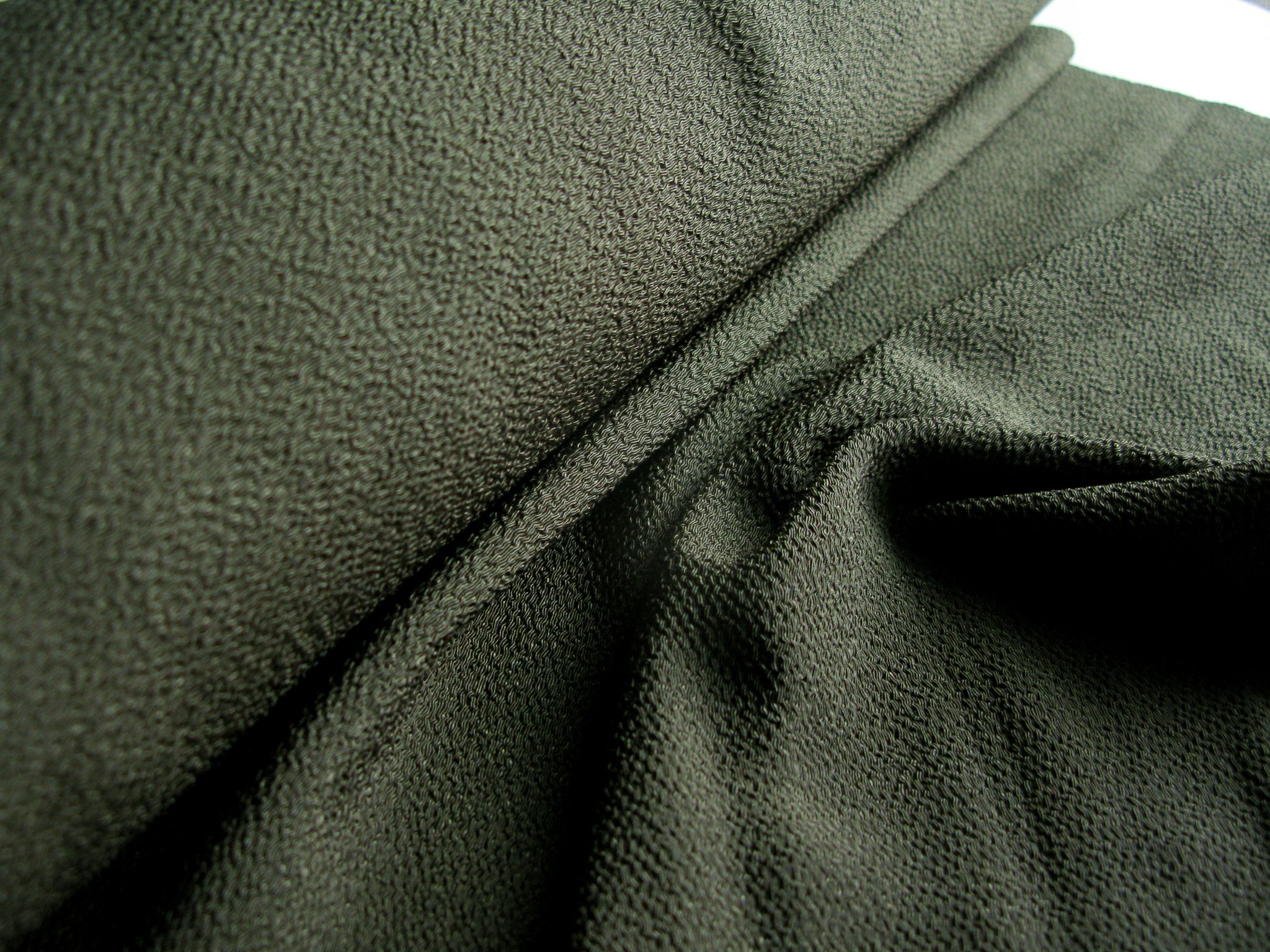 中古未使用和服布料 | 墨綠色 縮緬 化纖 | 和服、色無地、羽織