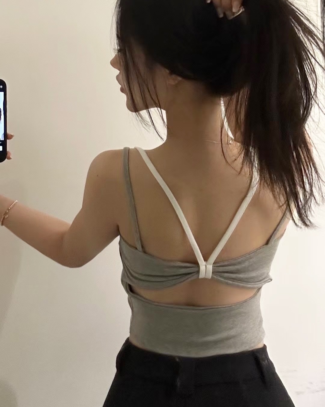 UY04 正韓美背疊穿撞色bra背心