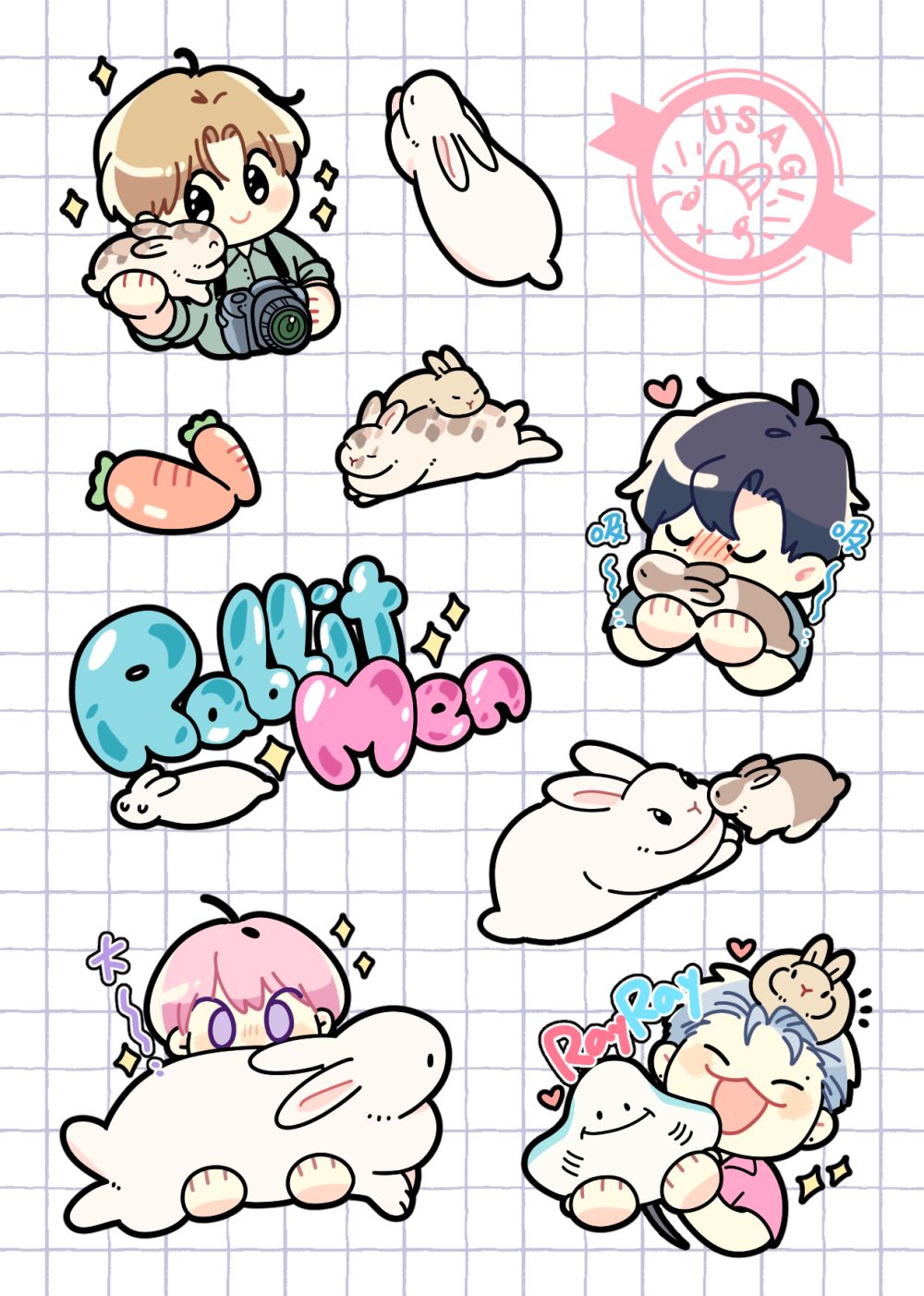 Rabbit Men 星星膜透明貼紙（背景透明）