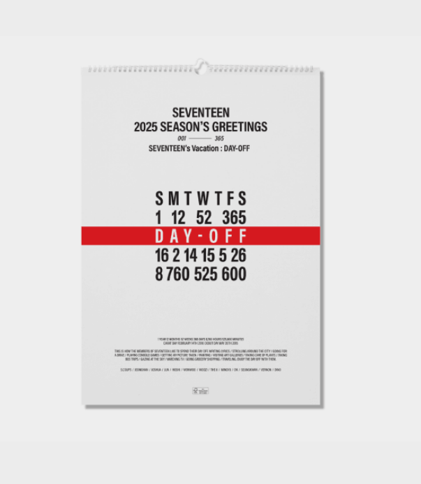SEVENTEEN 2025掛曆