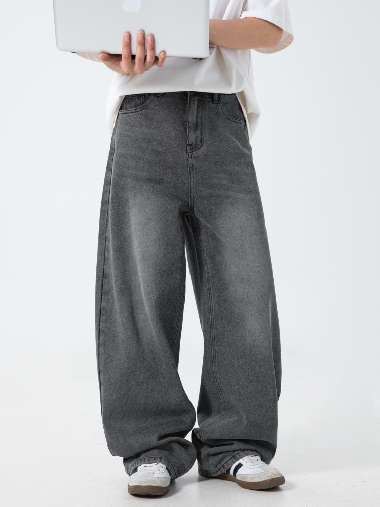 做舊水洗牛仔闊腿褲
