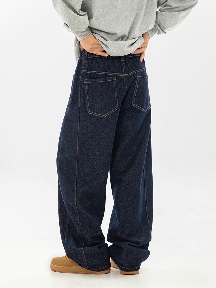 美式分割薄款明線直筒褲（兩色）