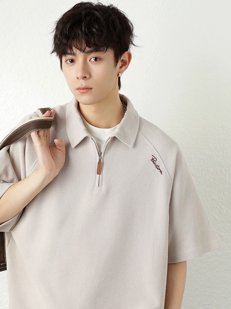 夏季華夫格字母刺繡polo衫