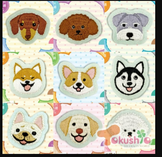 可愛狗狗刺繡材料包（含別針）