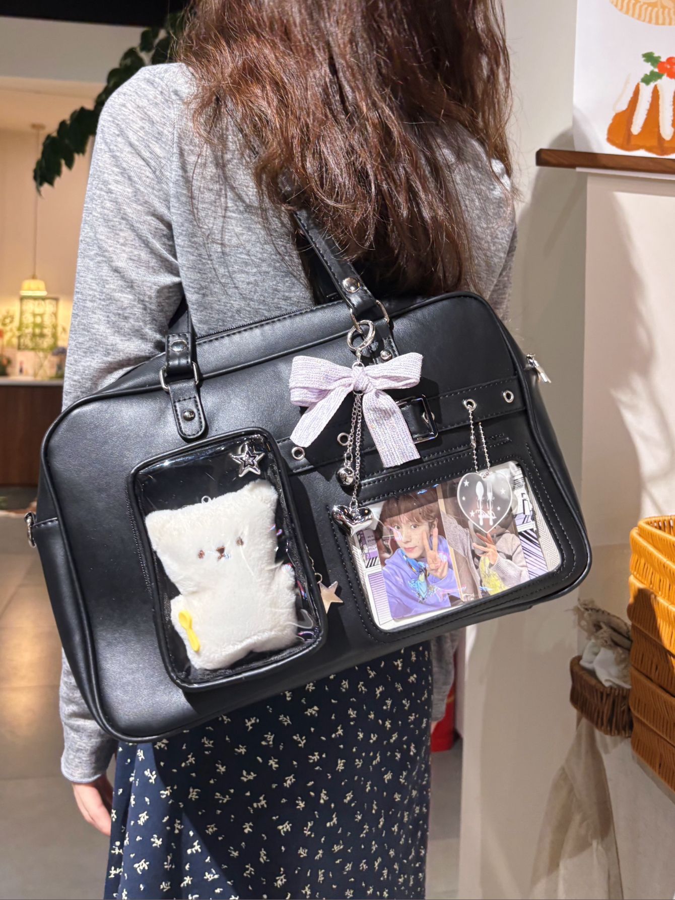 159.黑白琴鍵-超大容量可後背痛包2色