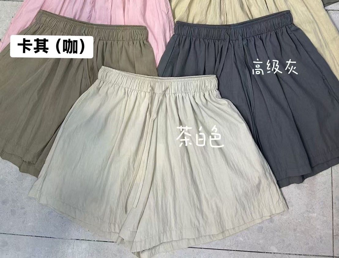 桃莉琪*moki*夏薄款抽繩冰絲休閒短褲-3色現貨