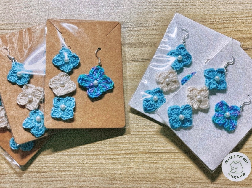 繡球花不對稱耳環