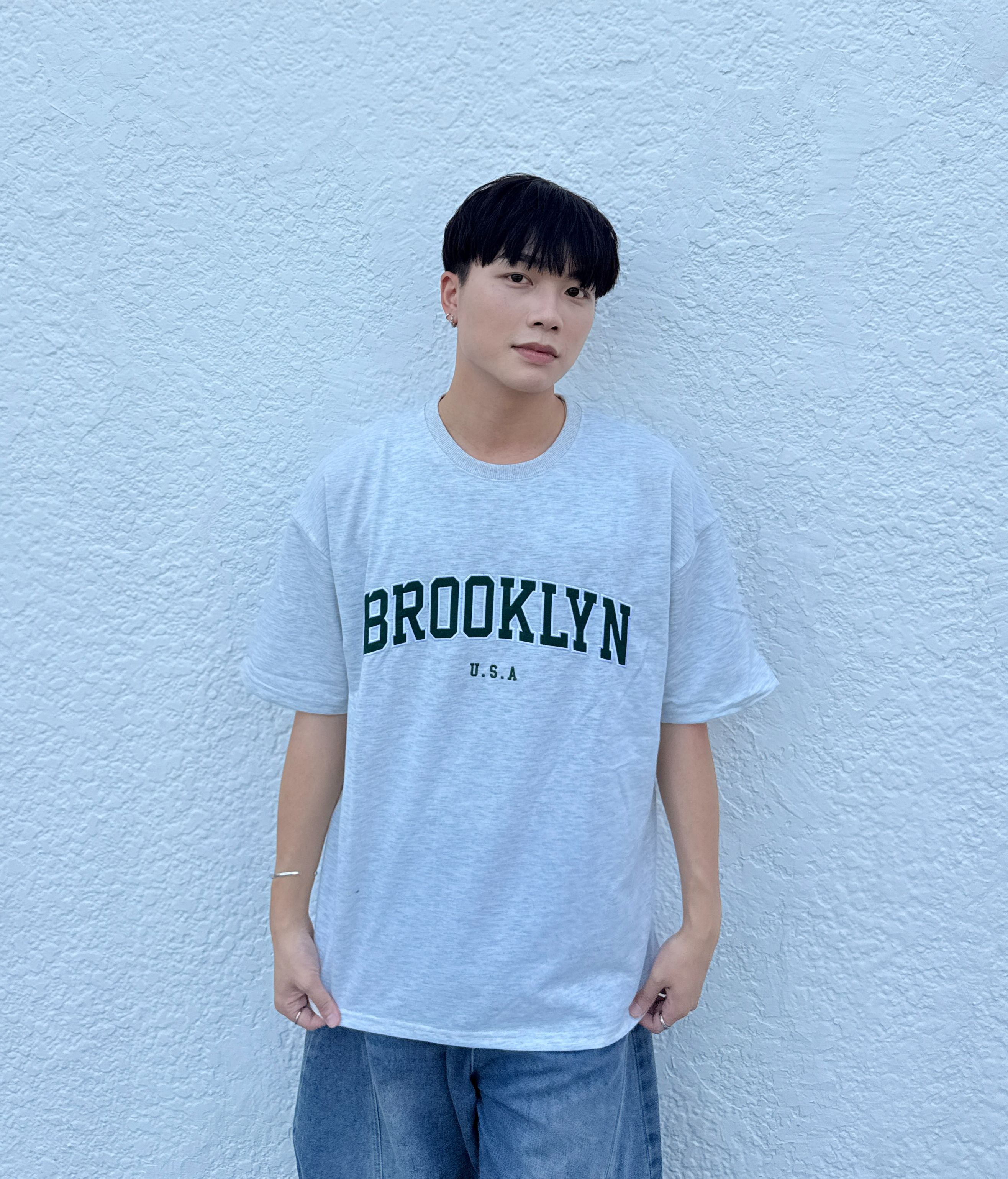 【CIVON】韓國 電繡 BROOKLYN 字母短 T 質感短 T 情侶衣 韓國 落肩 短袖 男女可穿 簡約百搭