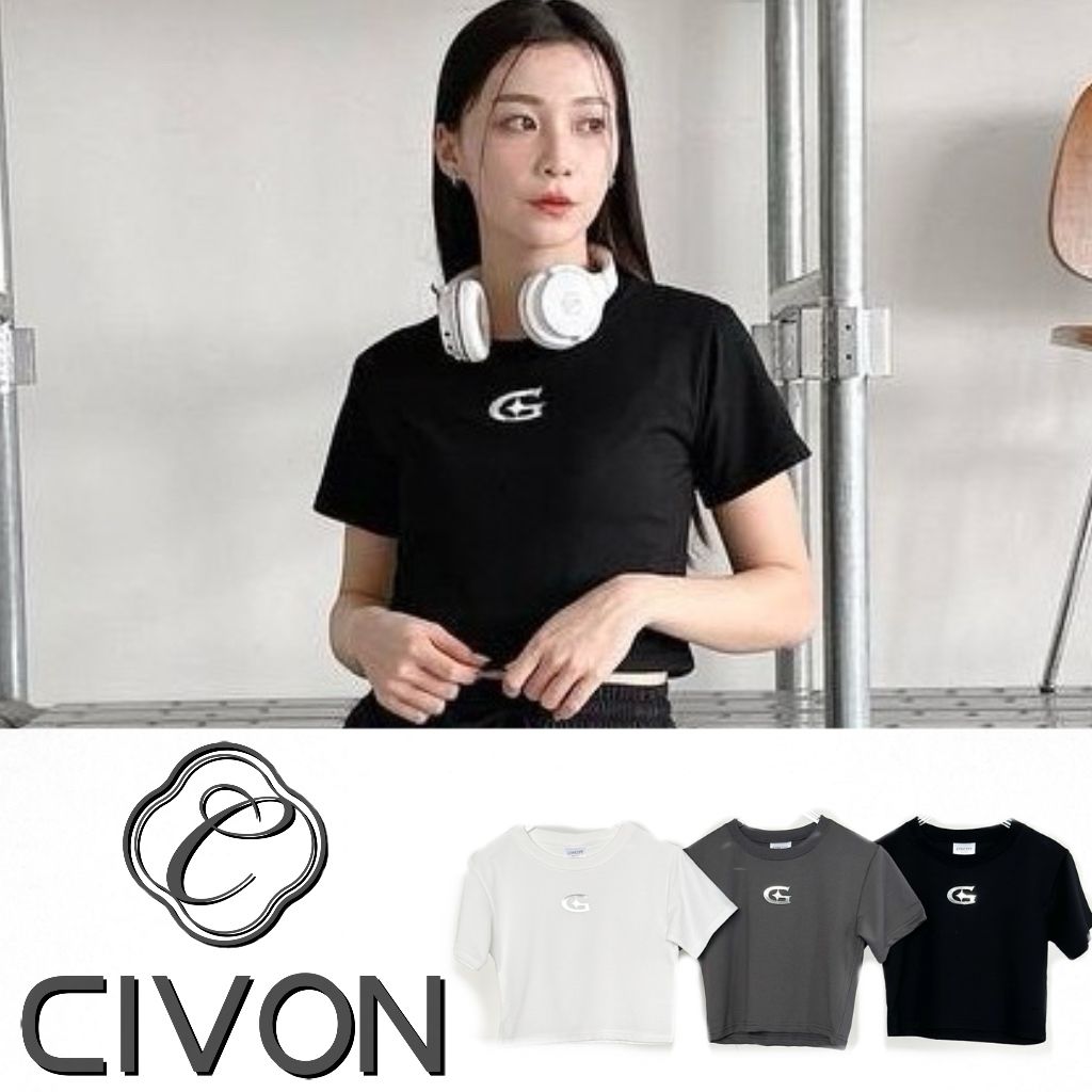 【CIVON】 科技感反光膠印短版T 合身 女生 韓版 夏天 短袖 百搭 圓領