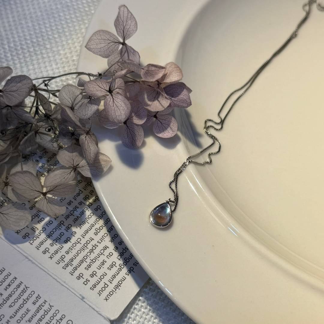 [925純銀]百搭月光石水滴項鍊